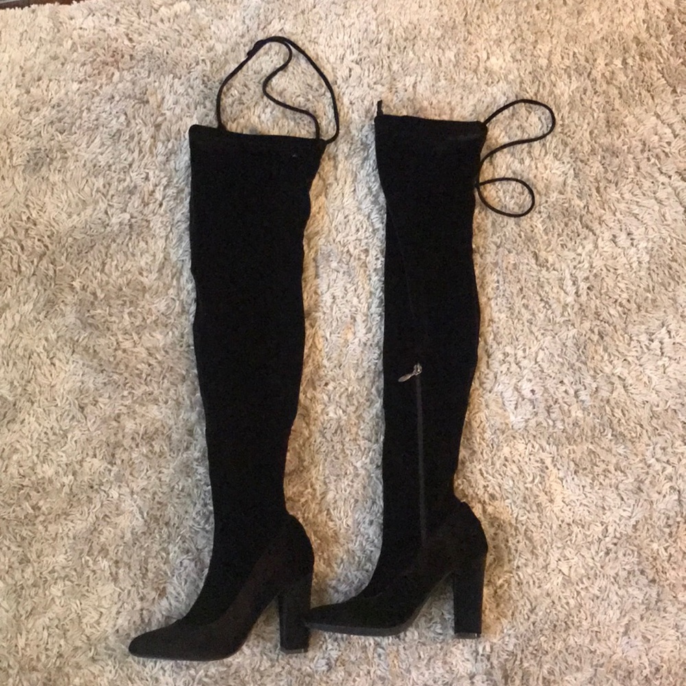 Over the knee black suede boots